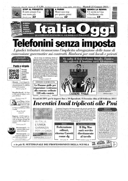 Italia oggi : quotidiano di economia finanza e politica